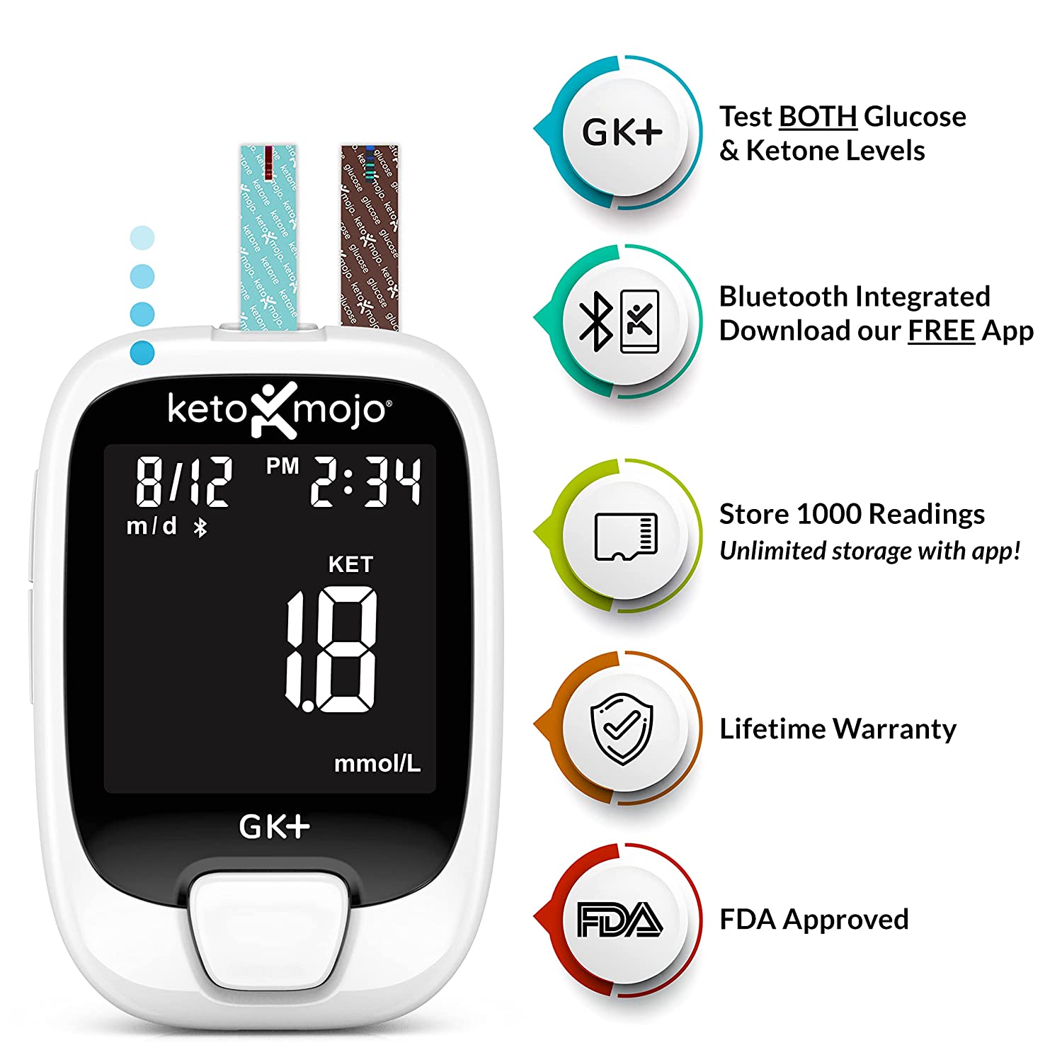 Keto Mojo GK+ Blood Glucose & Ketone Meter Starter Kit